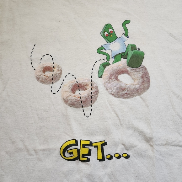 VTG Gumby Cheerios Promo T Shirt XL Single Stitch Double Sided White Made In USA - Picture 2 of 4